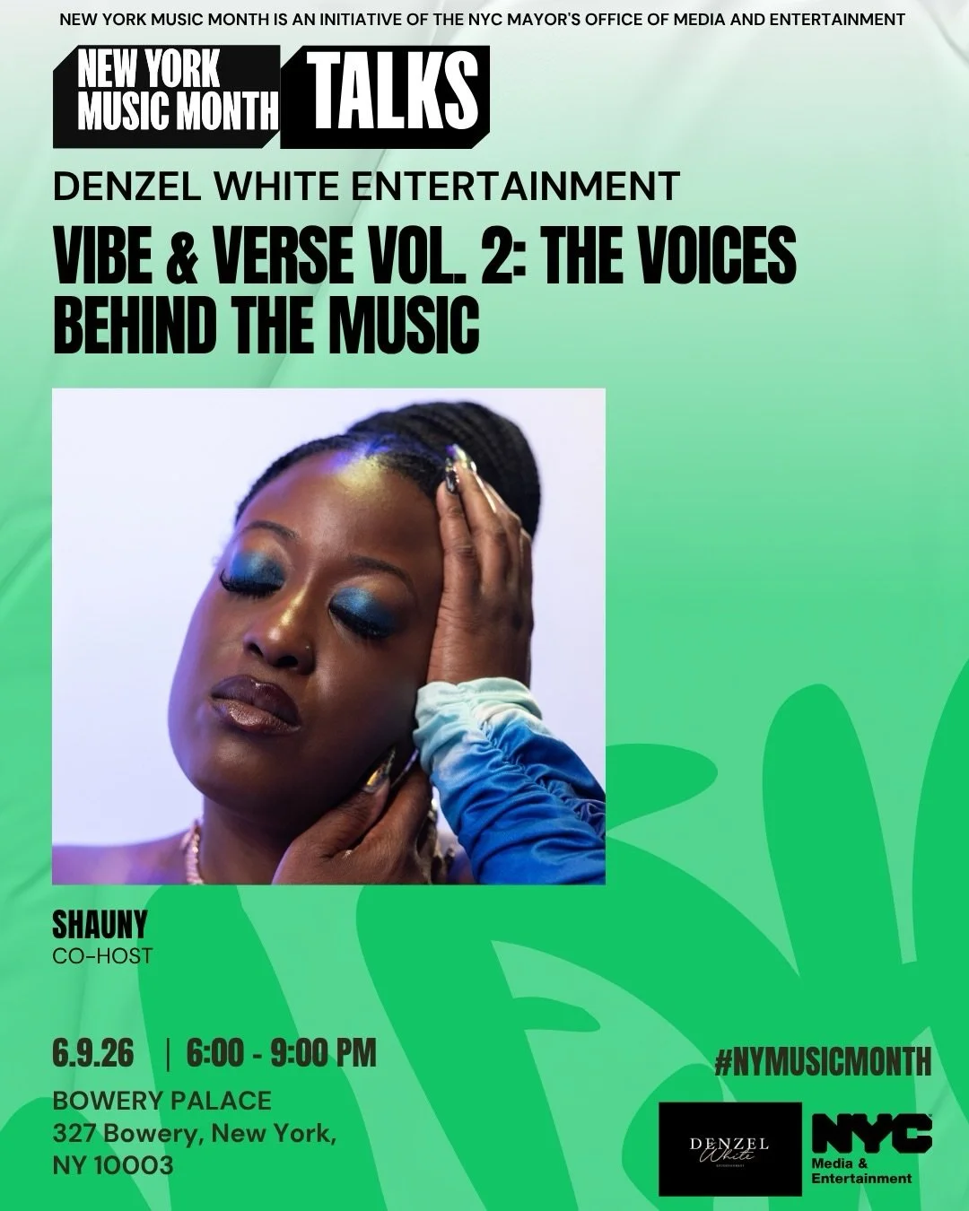Mark your calendars! Meet us at Bowery Palace on Tuesday, June 9,2026 at 6 PM for &ldquo;Vibe &amp; Verse Vol. 2: The Voices Behind the Music&rdquo; during New York Music Month.

The artist lineup includes:
&bull; Daron Lameek
&bull; James Dales
&bul