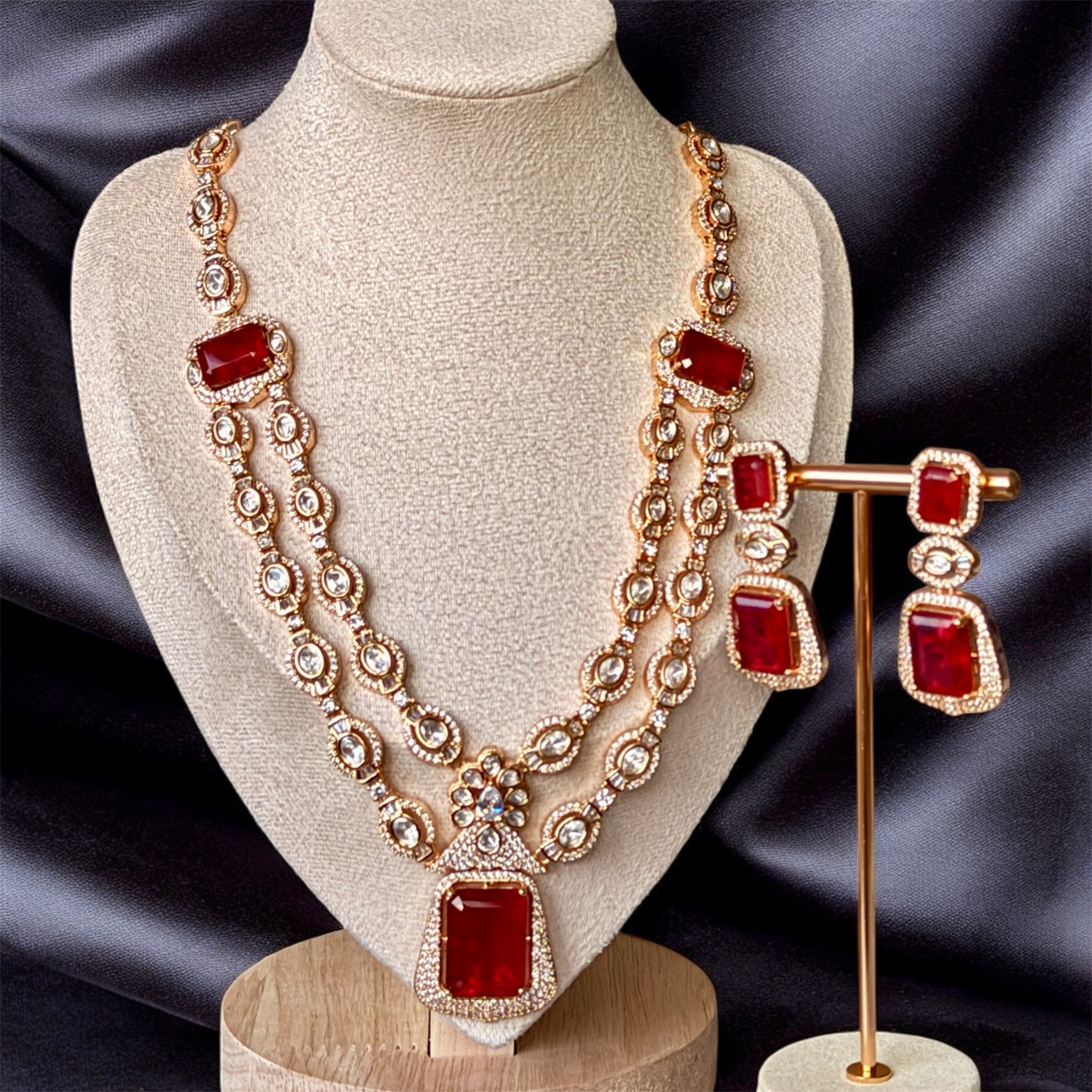 Ruby dubble chain necklace set