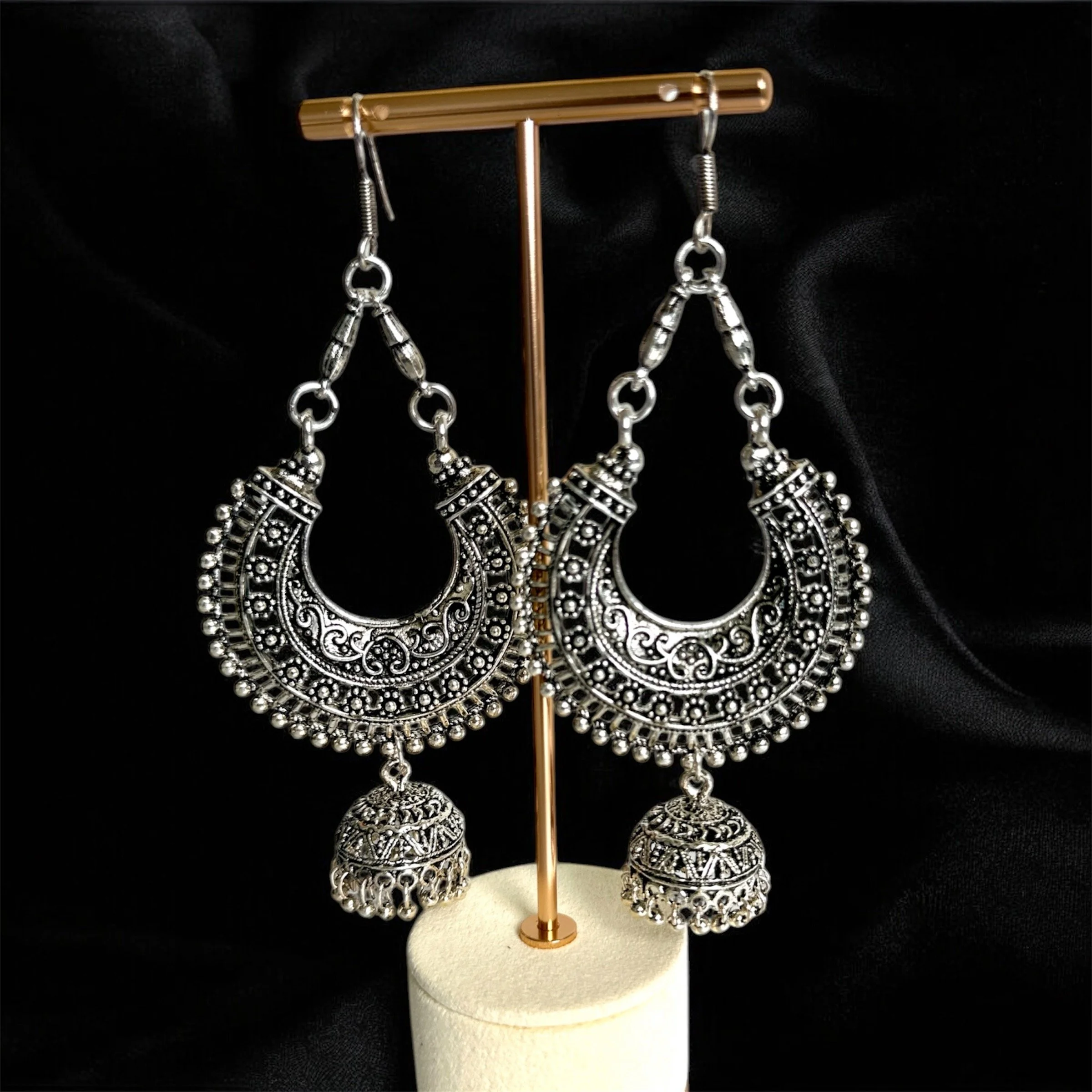 Long Oxidized jhumkhas