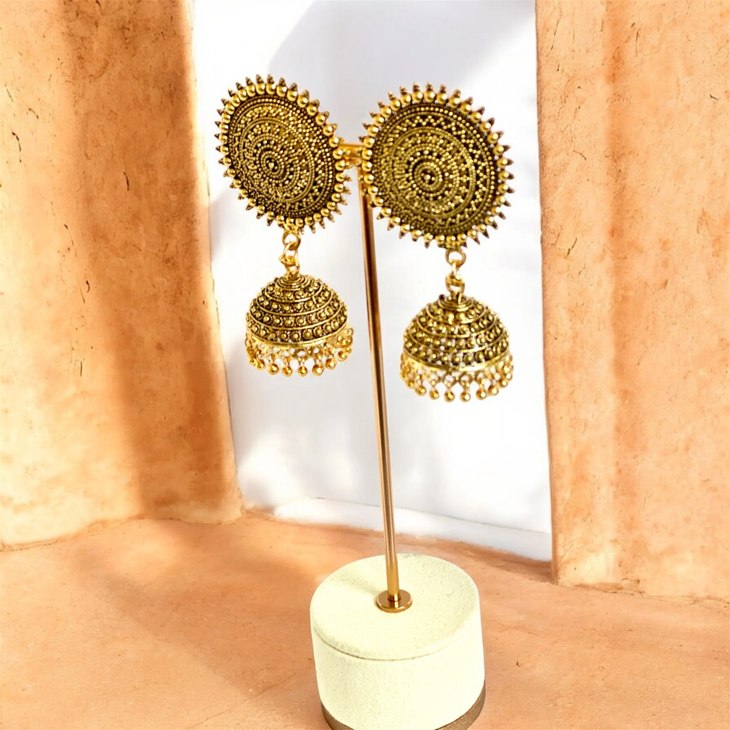 Antique gold long jhumkhas