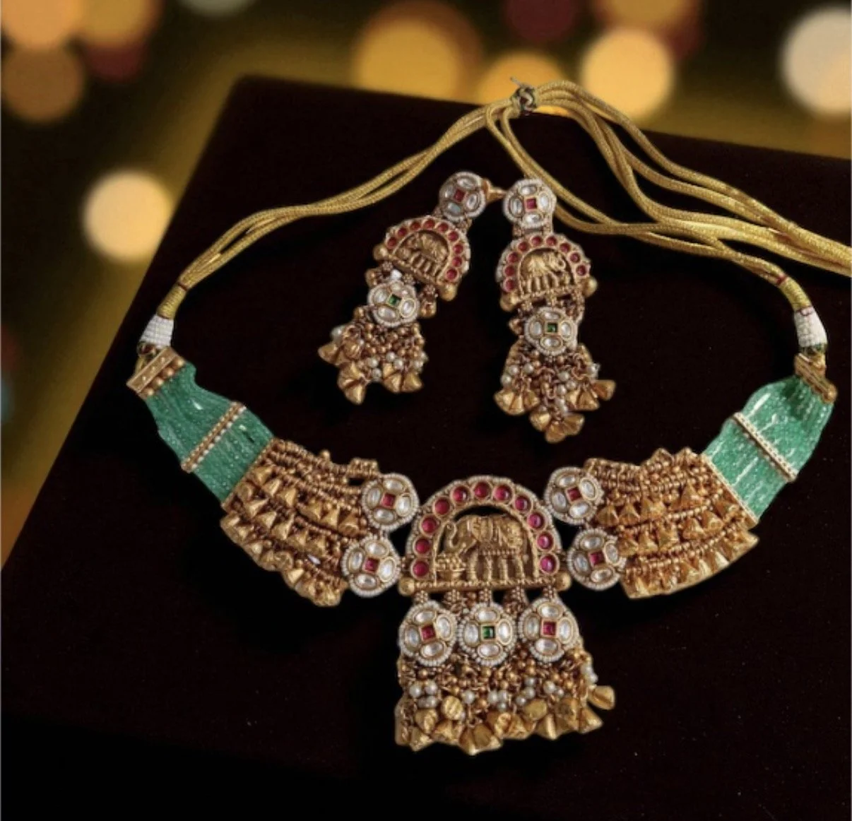 Elephant Choker set w/ long earrings