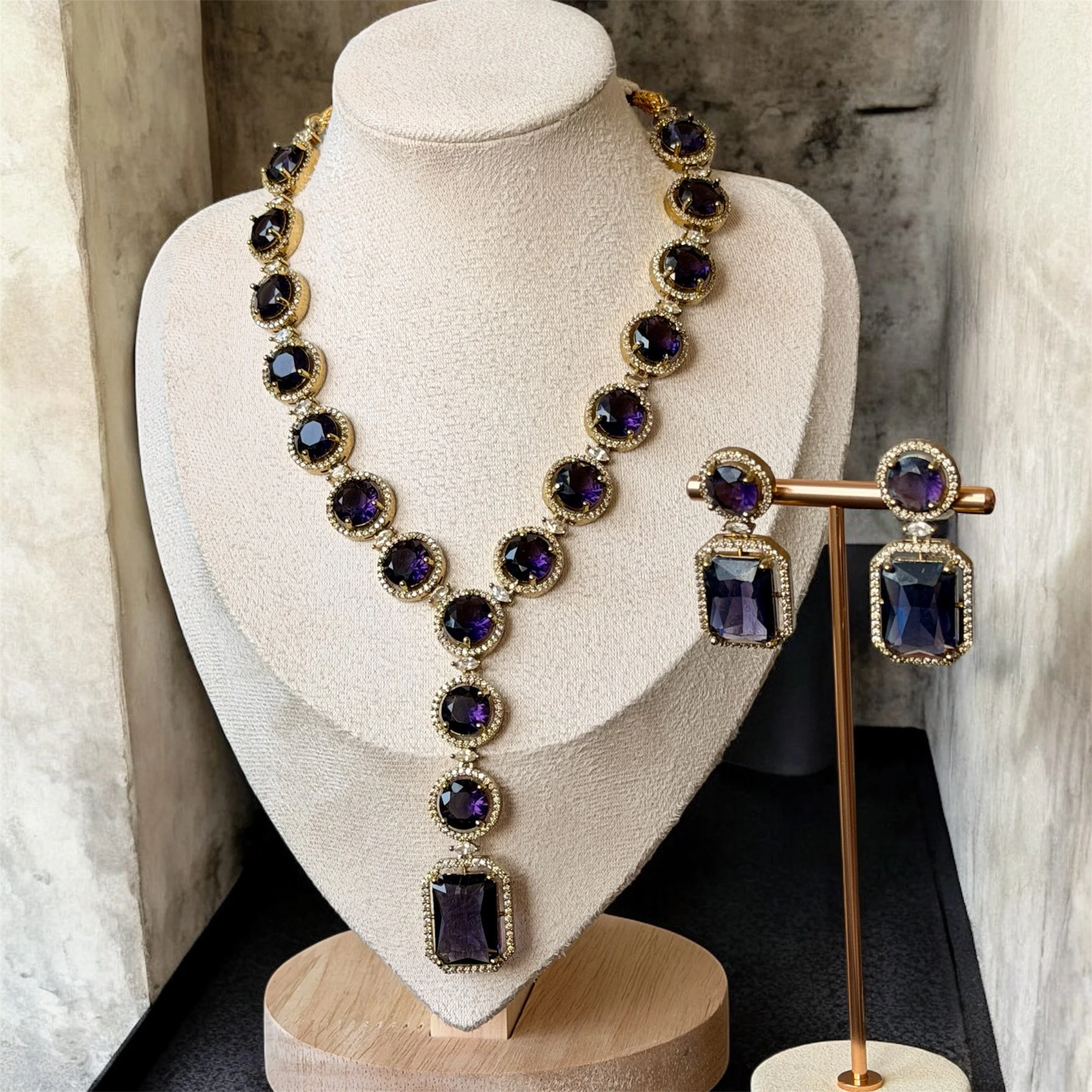 Long Sapphire necklace set