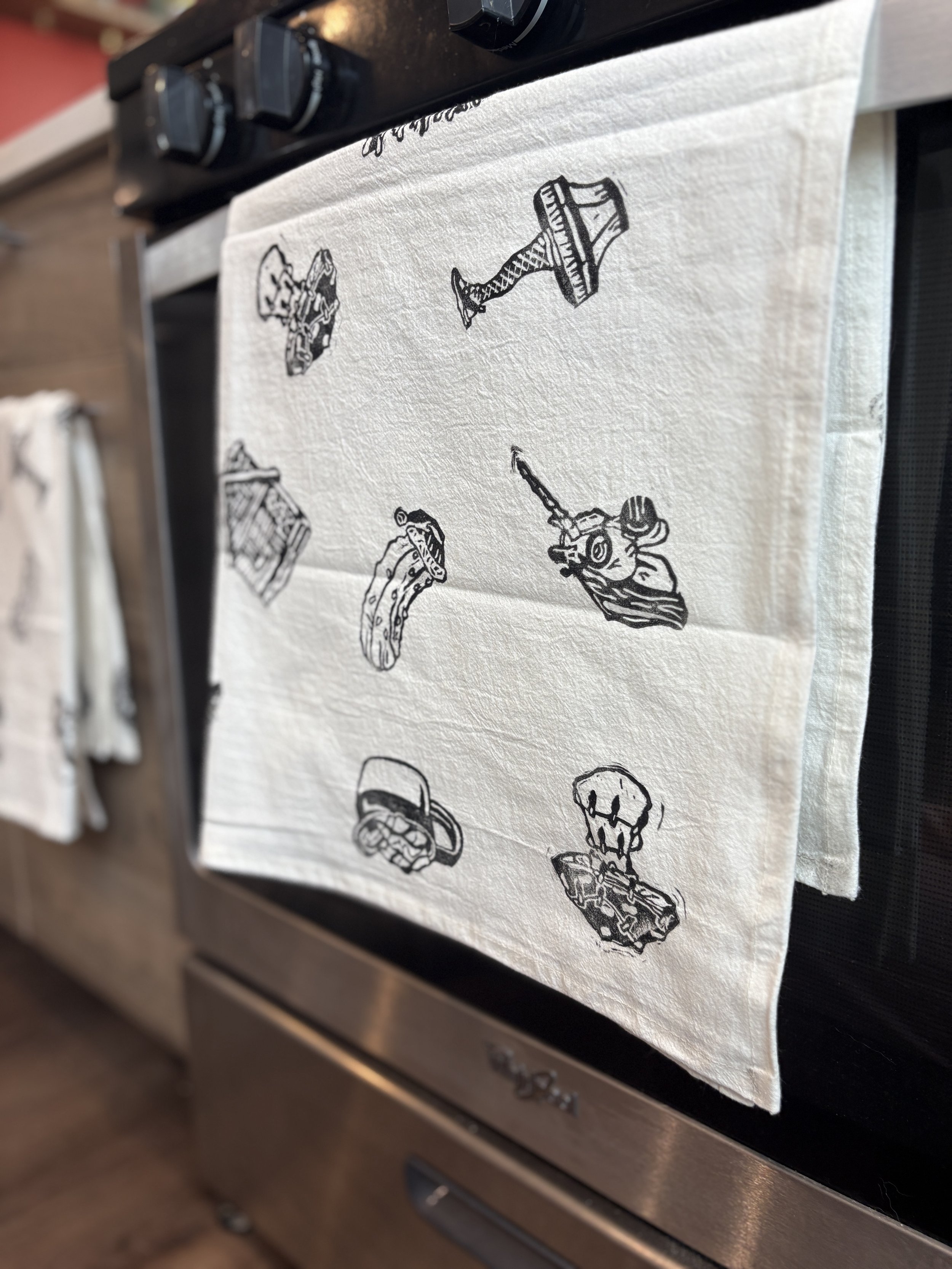 Custom stamped tea towel