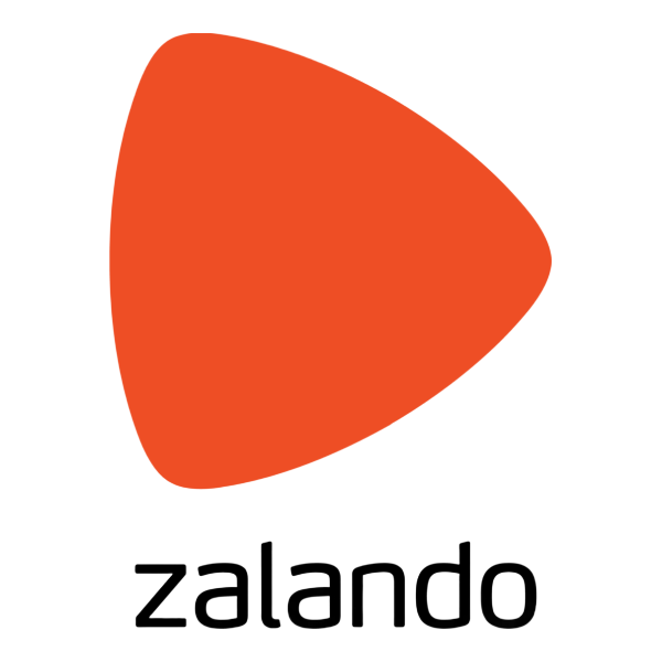 Das Logo von Zalando, bestehend aus einem orangefarbenen, abgerundeten Dreieck und dem Schriftzug "zalando" darunter.