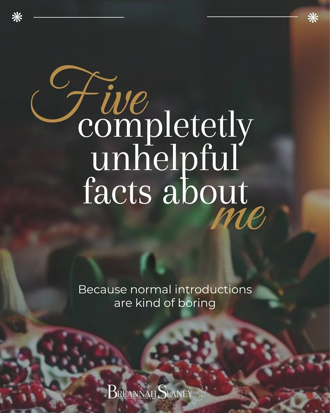 It&rsquo;s been a while since I properly introduced myself, and honestly, bios never quite capture the true depth of a person. So here are a few random (and pretty unhelpful) tid-bits about me!

Thanks for being here, but please, introduce yourself! 