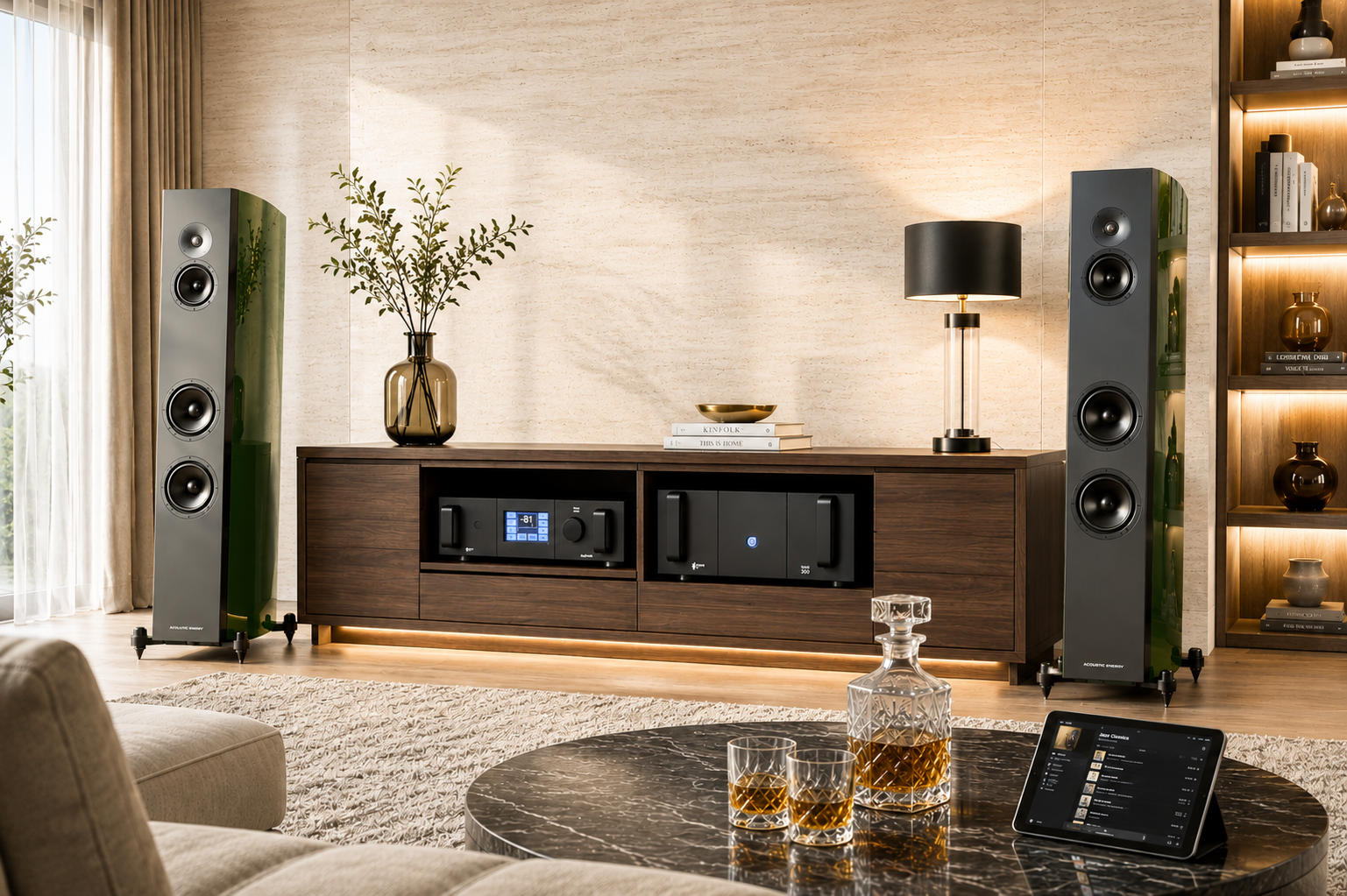 Amplificatore Eamlab STUDIO 300 che pilota Acopustic Energy