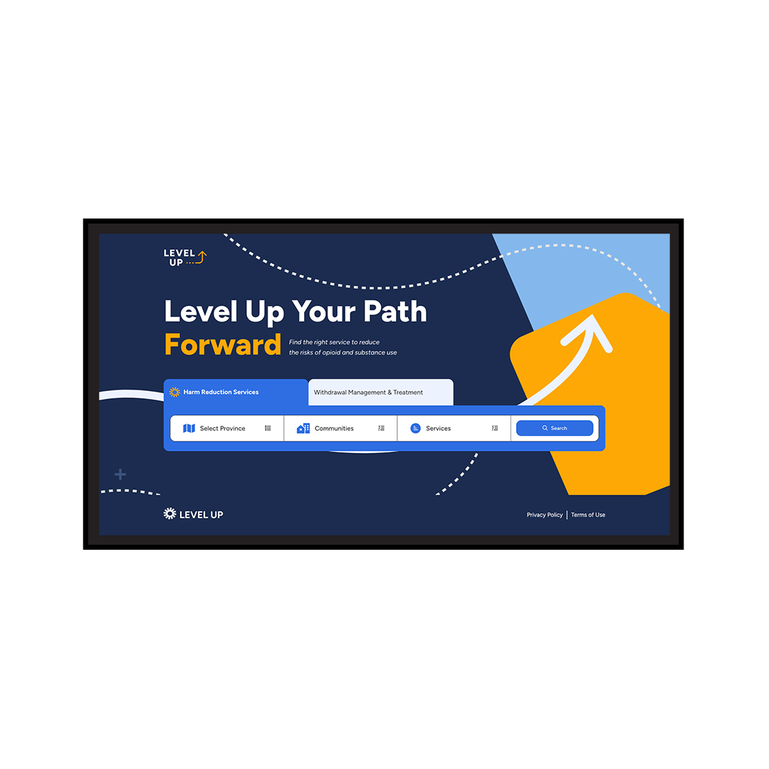 The landing page for the Level Up Services Directory Web-based App