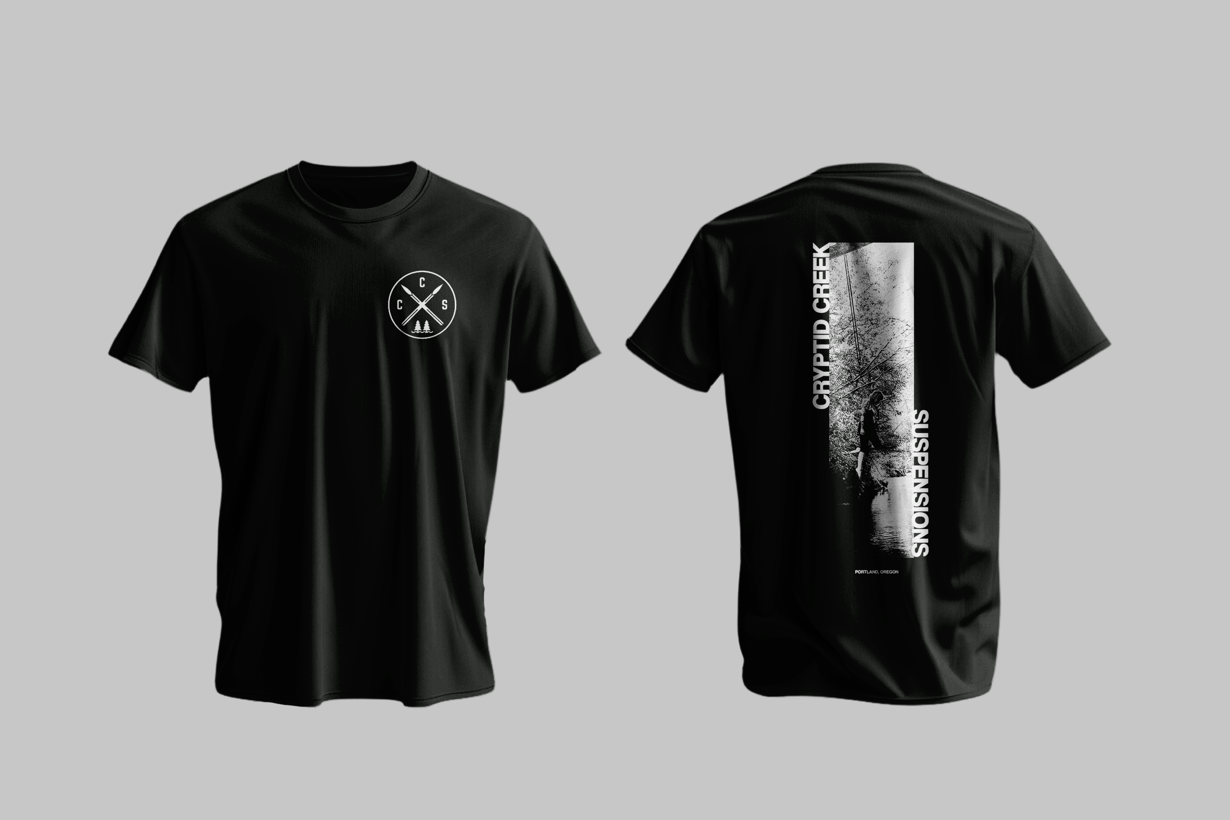 Single colour, plastisol. White on Black T-Shirts