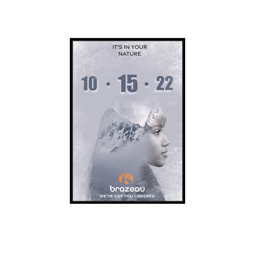 A Campaign Launch Poster for a fictional outdoor brand called Brazeau