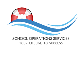 Logo for School Operations Services with a life preserver and water waves, featuring the tagline 'Your Lifeline to Success'