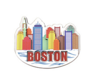 Colorful Cityscape Wood Magnet