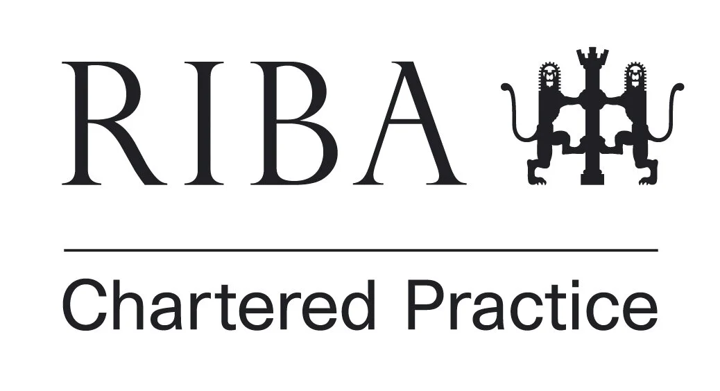 Logo for RIBA Chartered Practice featuring the text 'RIBA' with a stylized lion crest to the right, and the words 'Chartered Practice' underneath.