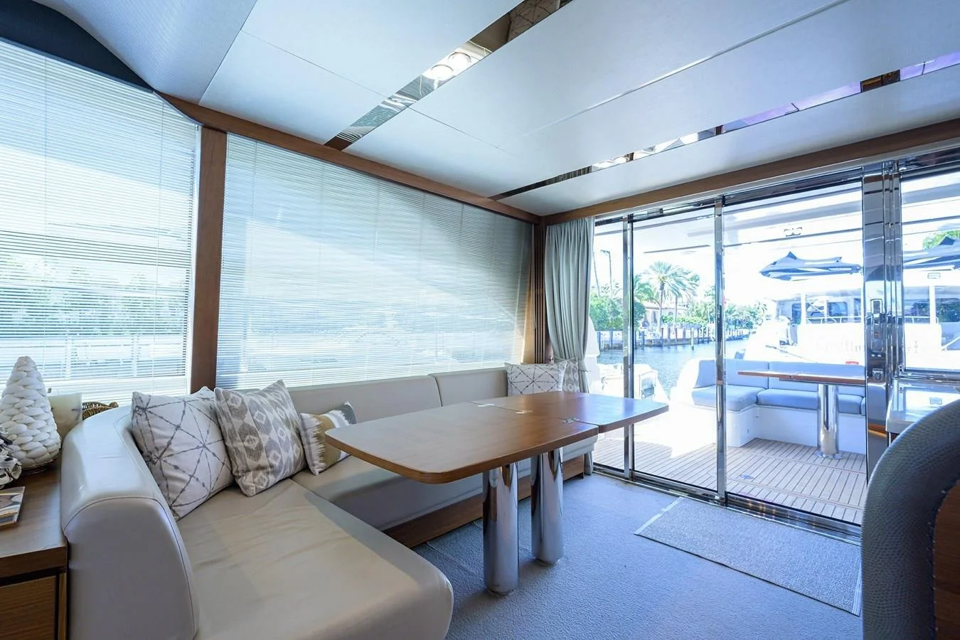 Paulasea Princess 68 Flybridge yacht salon dinetteseating area Palm Beach Florida
