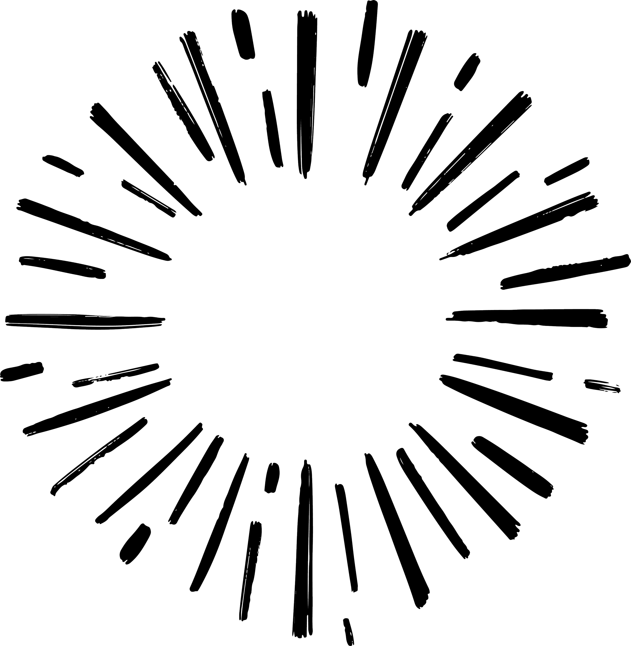 Outline of a circular burst pattern with lines radiating outward from the center.