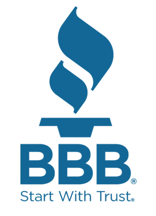 The Better Business Bureau logo with a stylized torch above the initials 'BBB' and the slogan 'Start With Trust' underneath.