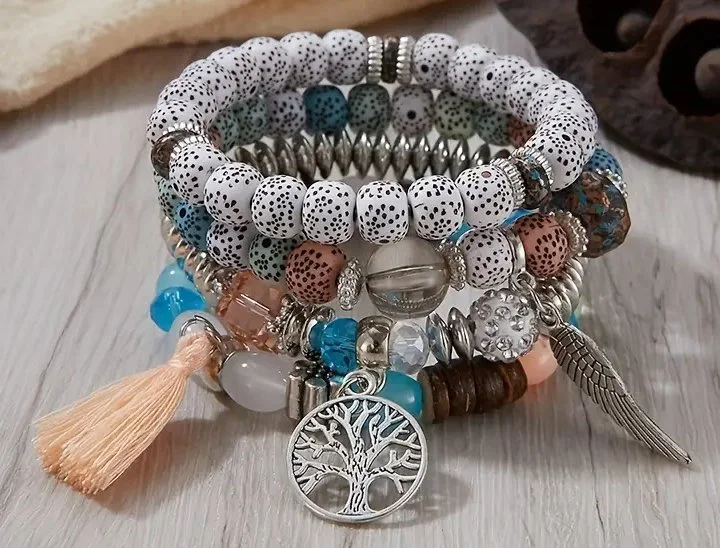 Bohemian, Tree of Life Bracelets. 4 pc Set.