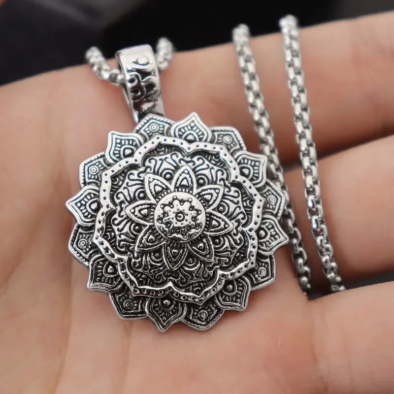 Mandala Flower Pendant Necklace..webp