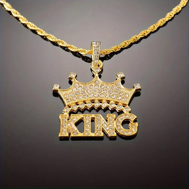 Rhinestone Diamond Crown King Pendant Necklace.1.jpg