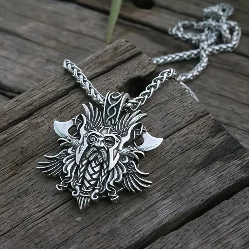 Viking Odin With Double Axe Pendant Necklace.2.jpg
