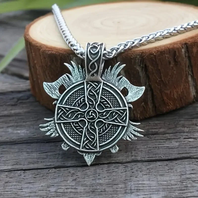 Viking Odin With Double Axe Pendant Necklace.1.jpg