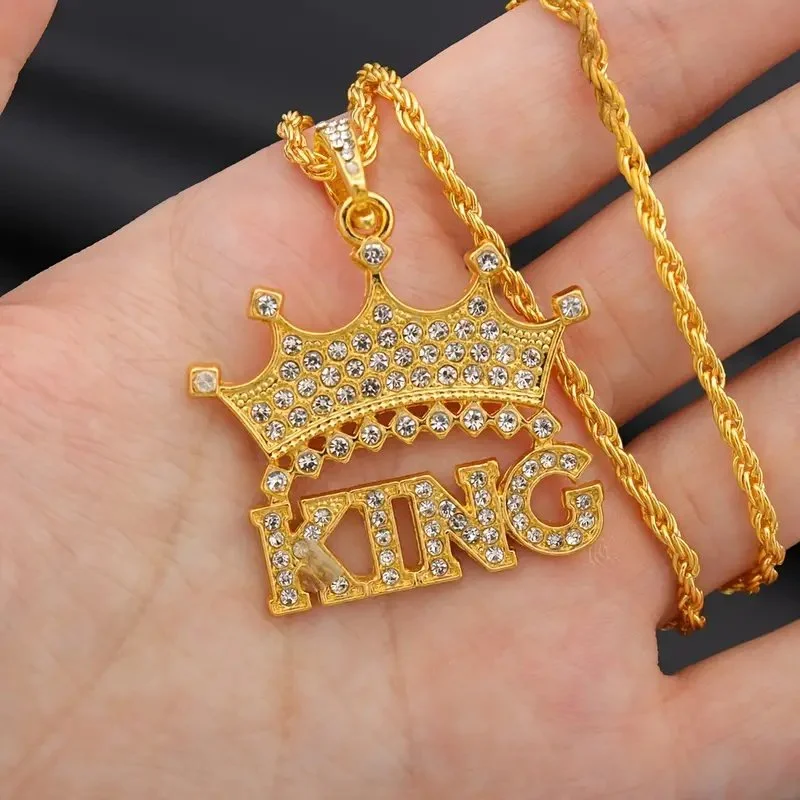 Rhinestone Diamond Crown King Pendant Necklace.2.jpg