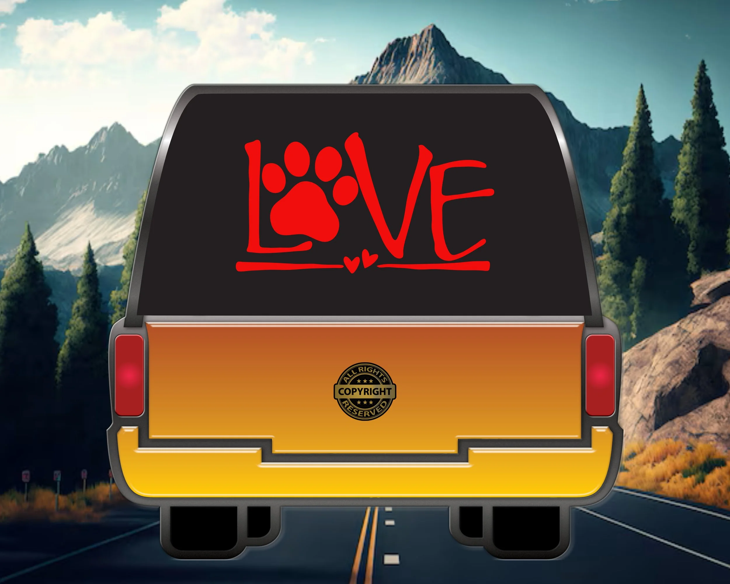 Love Paw Print Vinyl Decal    Decal-497