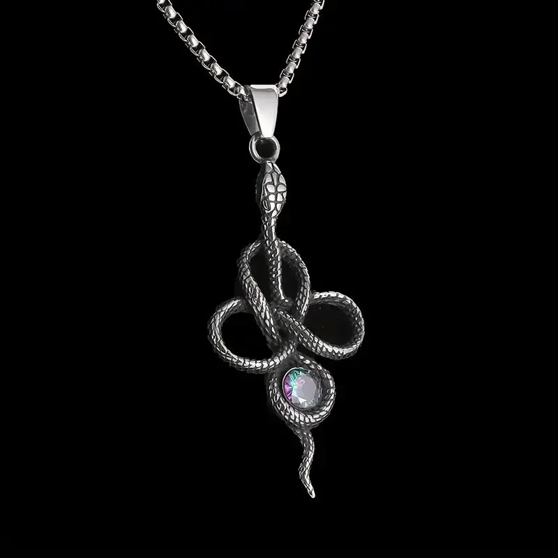 Guardian Snake with Zircon Gem Necklace..jpg