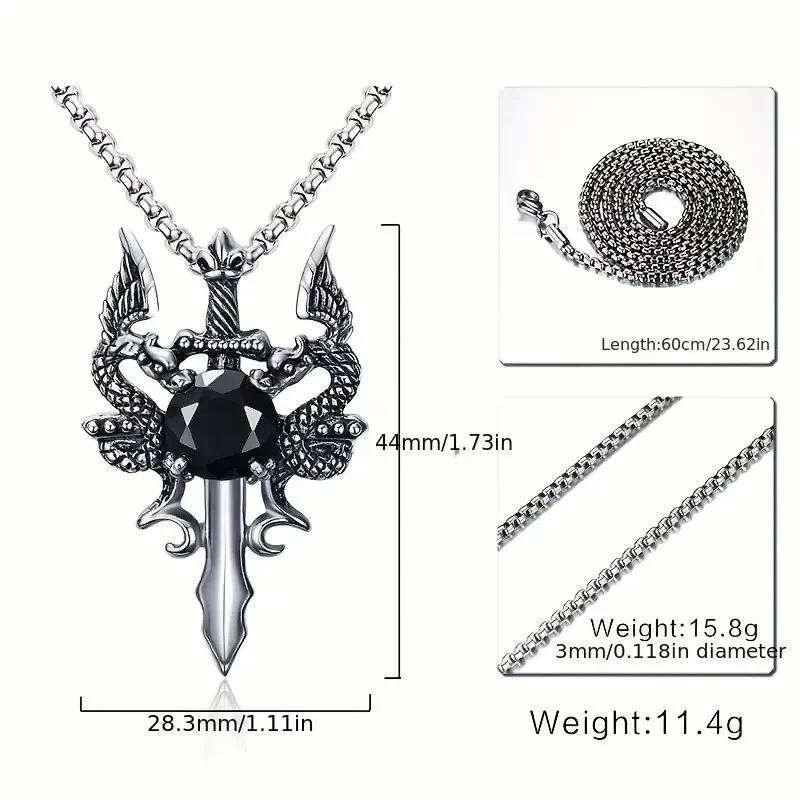 Double Dragon Sword with Black Gemstone Necklace.3.jpg