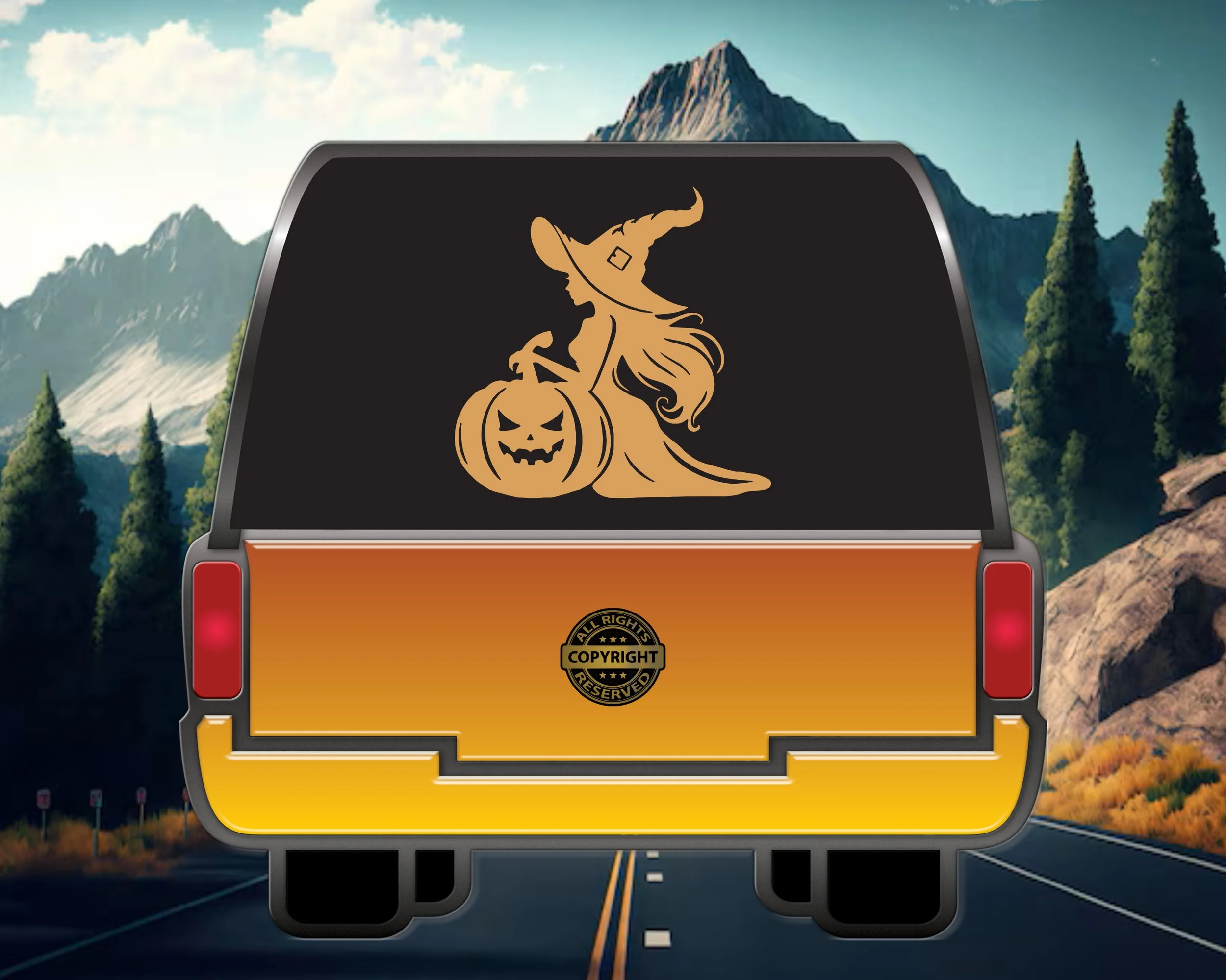 Witches Pumpkin Vinyl Decal    Decal-499