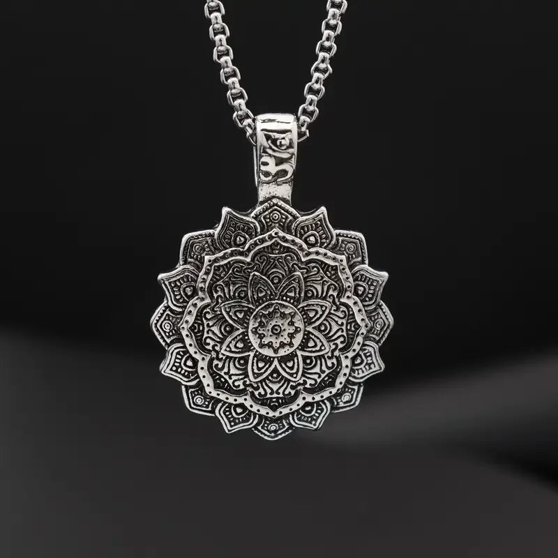 Mandala Flower Pendant Necklace. 2.webp