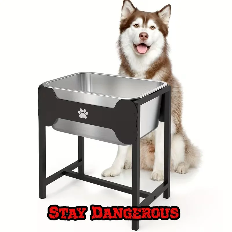 3.6 Gallon Heavy-Duty Stainless Steel Elevated Dog Water Bowl