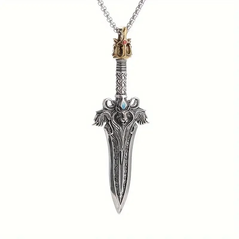 Sword Of Cultivation Carved Crown Lion Head Necklace..jpg