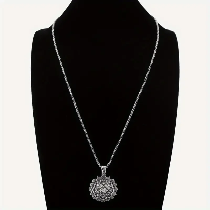 Mandala Flower Pendant Necklace. 1.webp