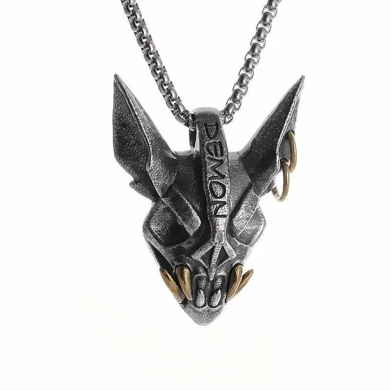 Demon Bat Head Pendant Necklace..jpg