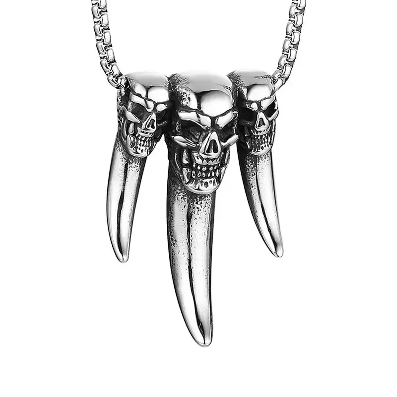 Skull's With Wolf Teeth Necklace..jpg