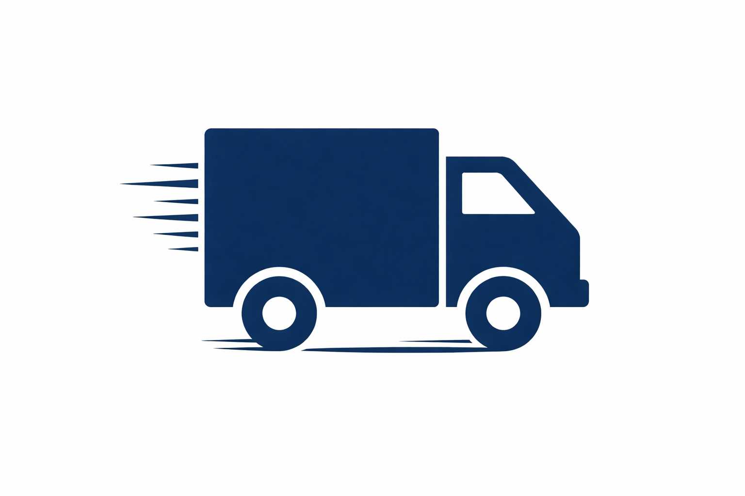 A graphic of a delivery truck with a 35% discount label, shown in dark blue with motion lines indicating speed.