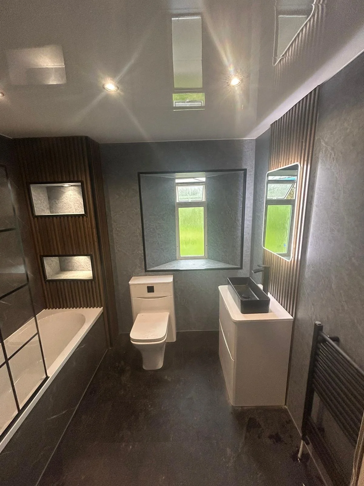 Complete Bathroom Renovation With Wooden Panels