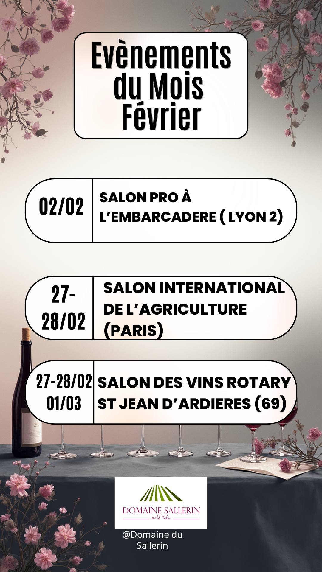 Evènements mois février Domaine du Sallerin