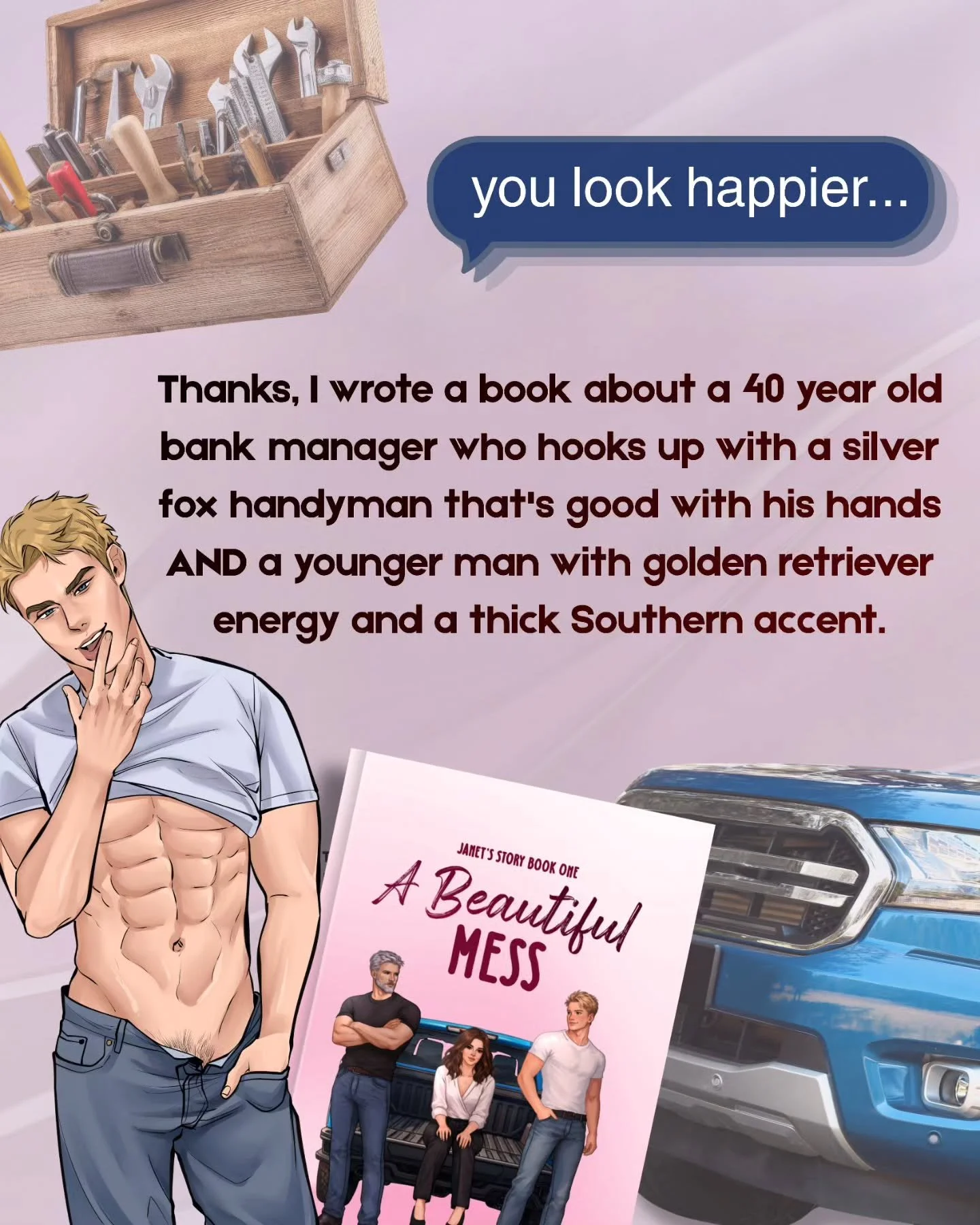 A BEAUTIFUL MESS by Lizzie B Brown is a smutty MFM why choose romance featuring a middle-aged FMC and age gaps at both ends, where she&rsquo;s younger than one man and older than the other. This book is the perfect read for readers who love a swoony 