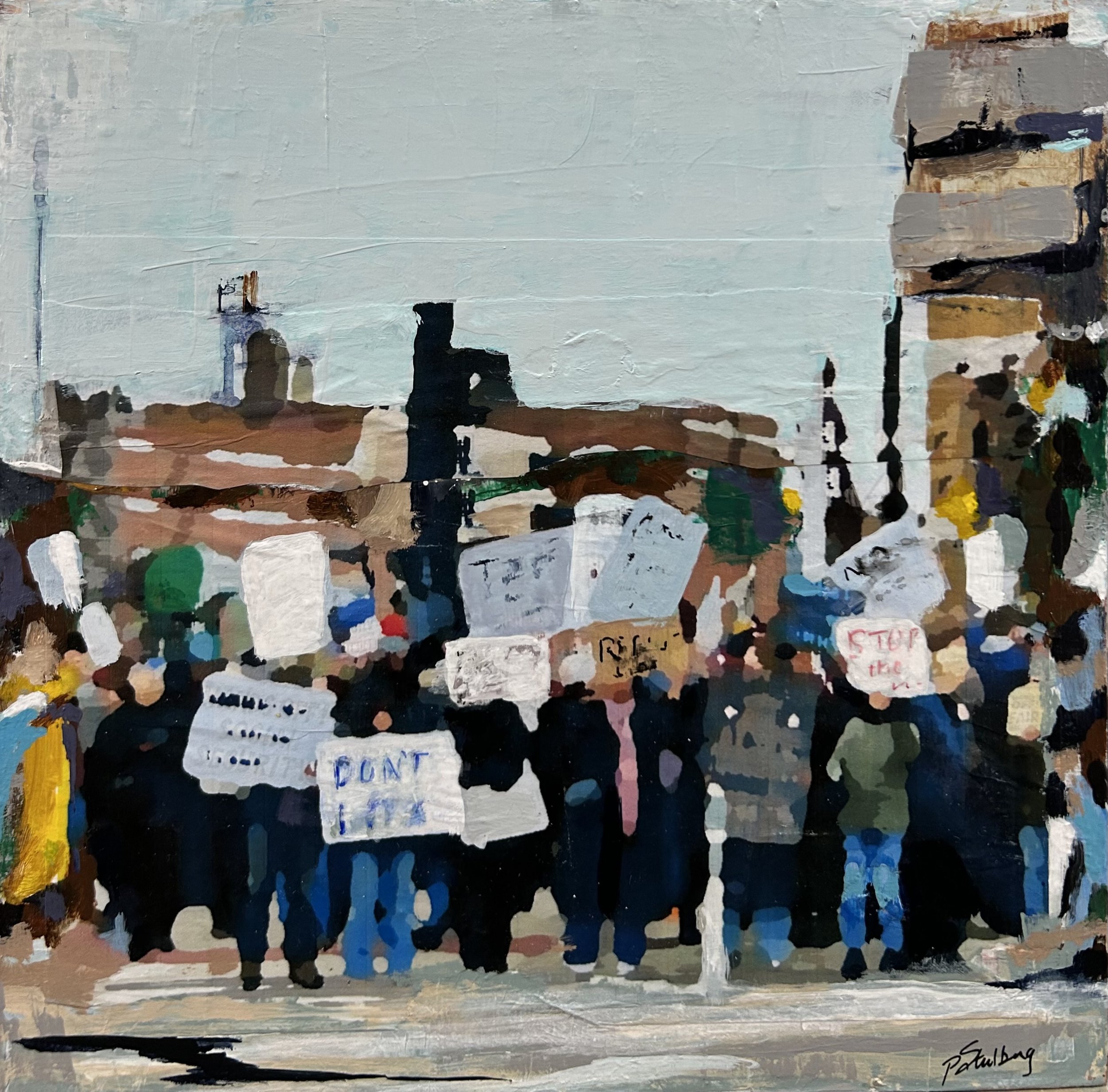 Hell No | Acrylic/collage on wood | 12"x12" | SOLD