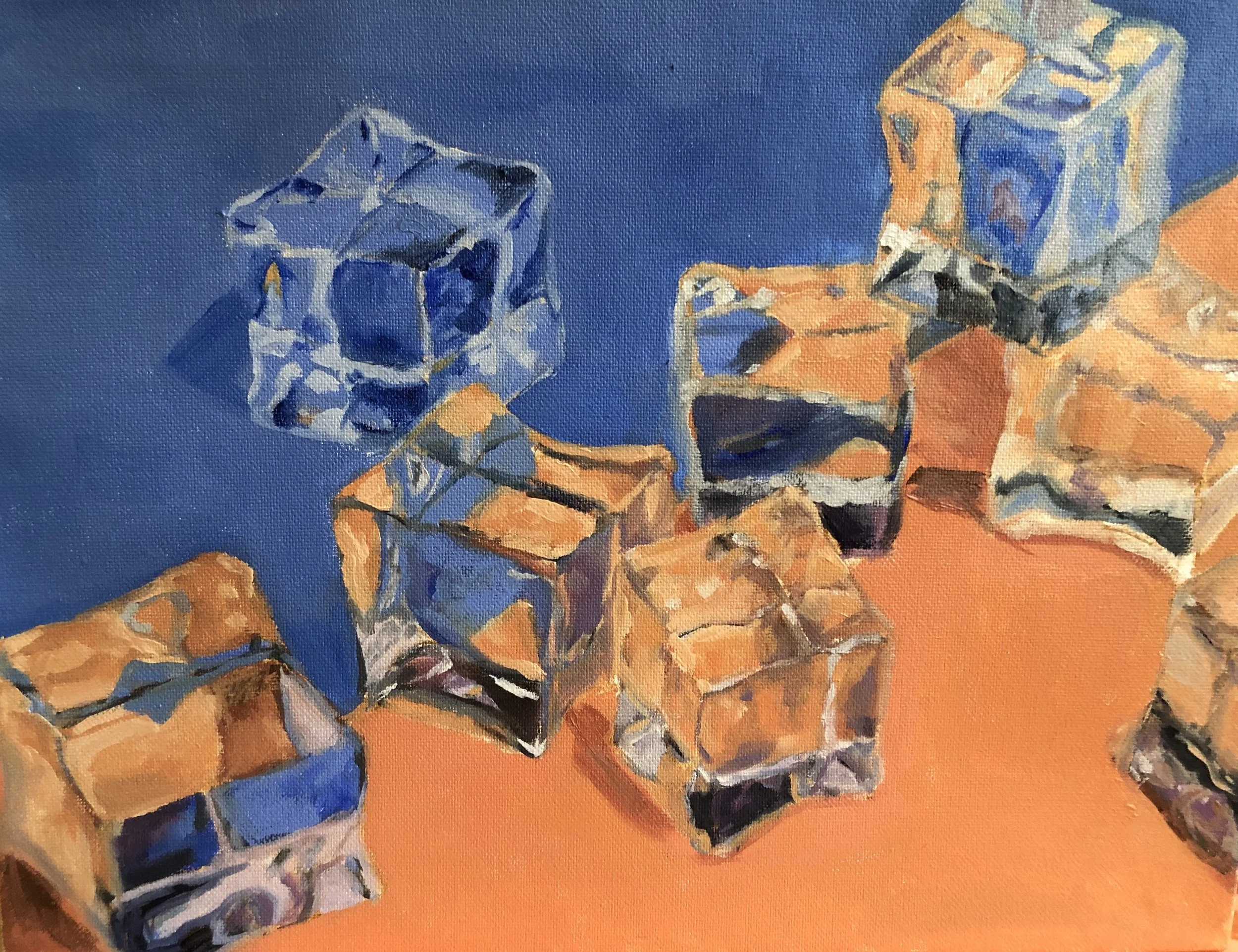 Ice Cubes | Acrylic on canvas | 14"x11" | SOLD