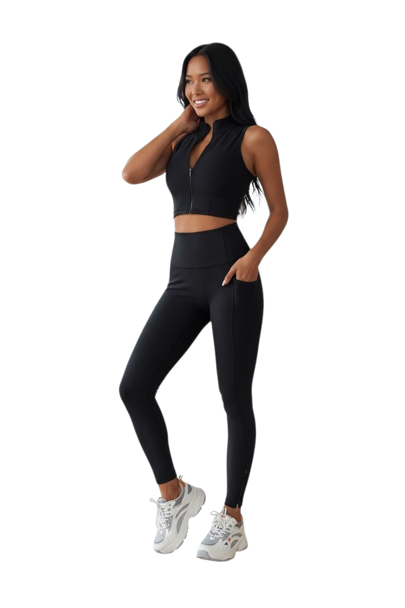 UB:  Women Stretchy Activewear Crop Top and Pants Set.