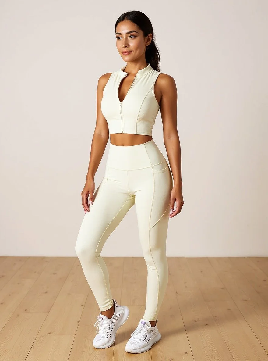 UB:  Women stretchy Activewear Crop Top and Pants Set.