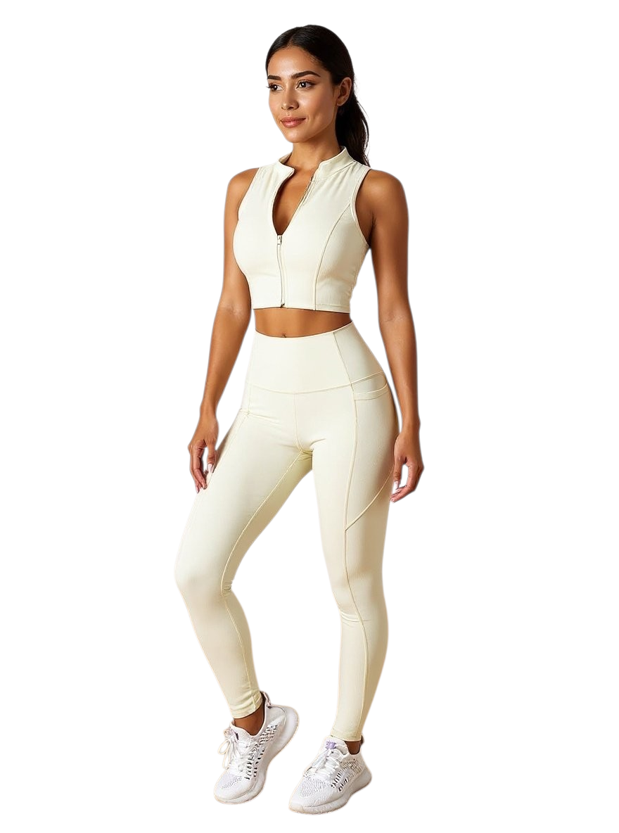 UB:  Women Stretchy Activewear Crop Top and Pants Set.