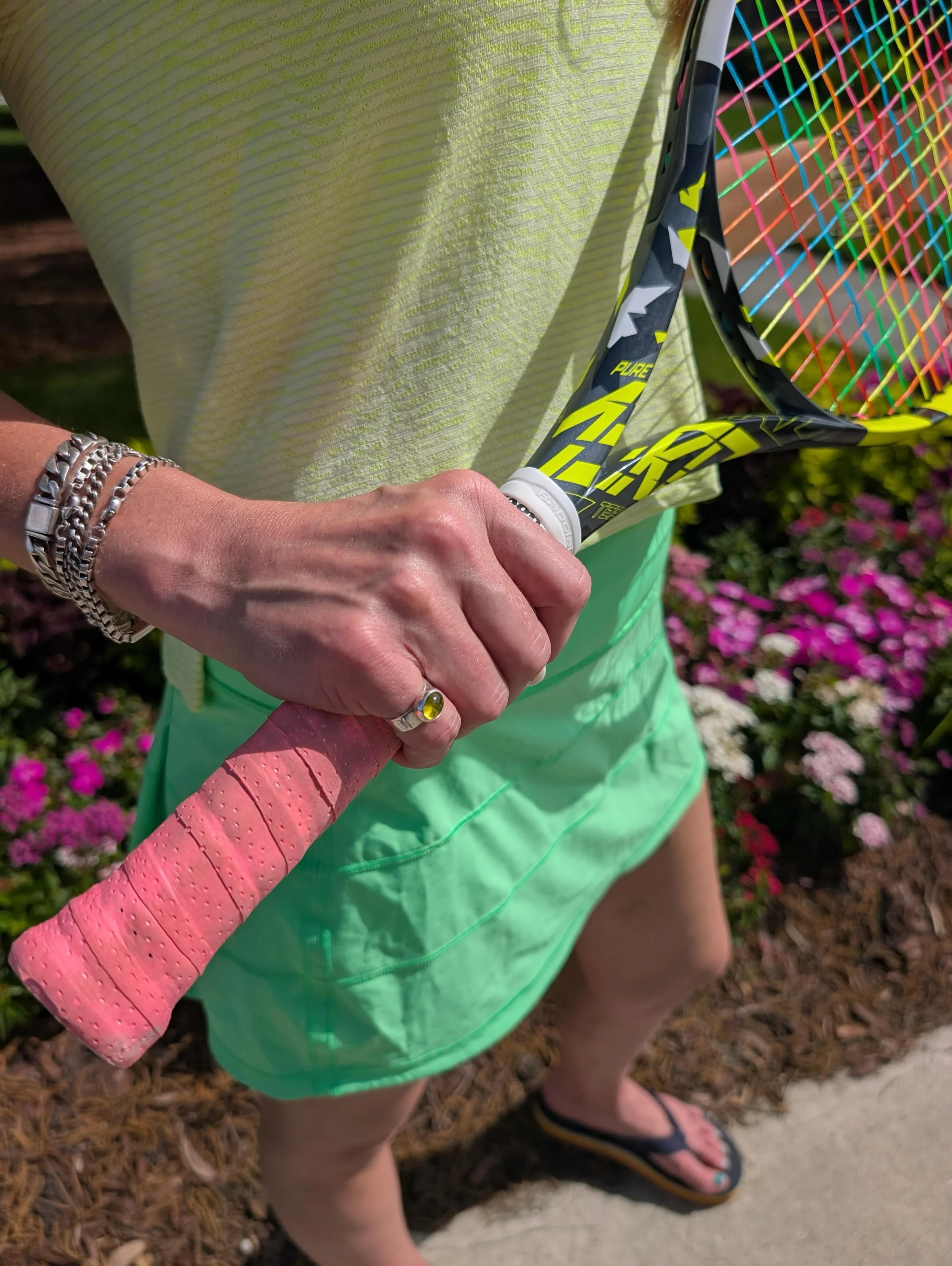 I make and love colorful jewelry not costume jewelry. I love my canary yellow tourmaline pinky ring. I love how rare and special a bright clean yellow genuine earth mined gemstone is. She makes me happy. So do custom rainbow tennis racket strings. 😉