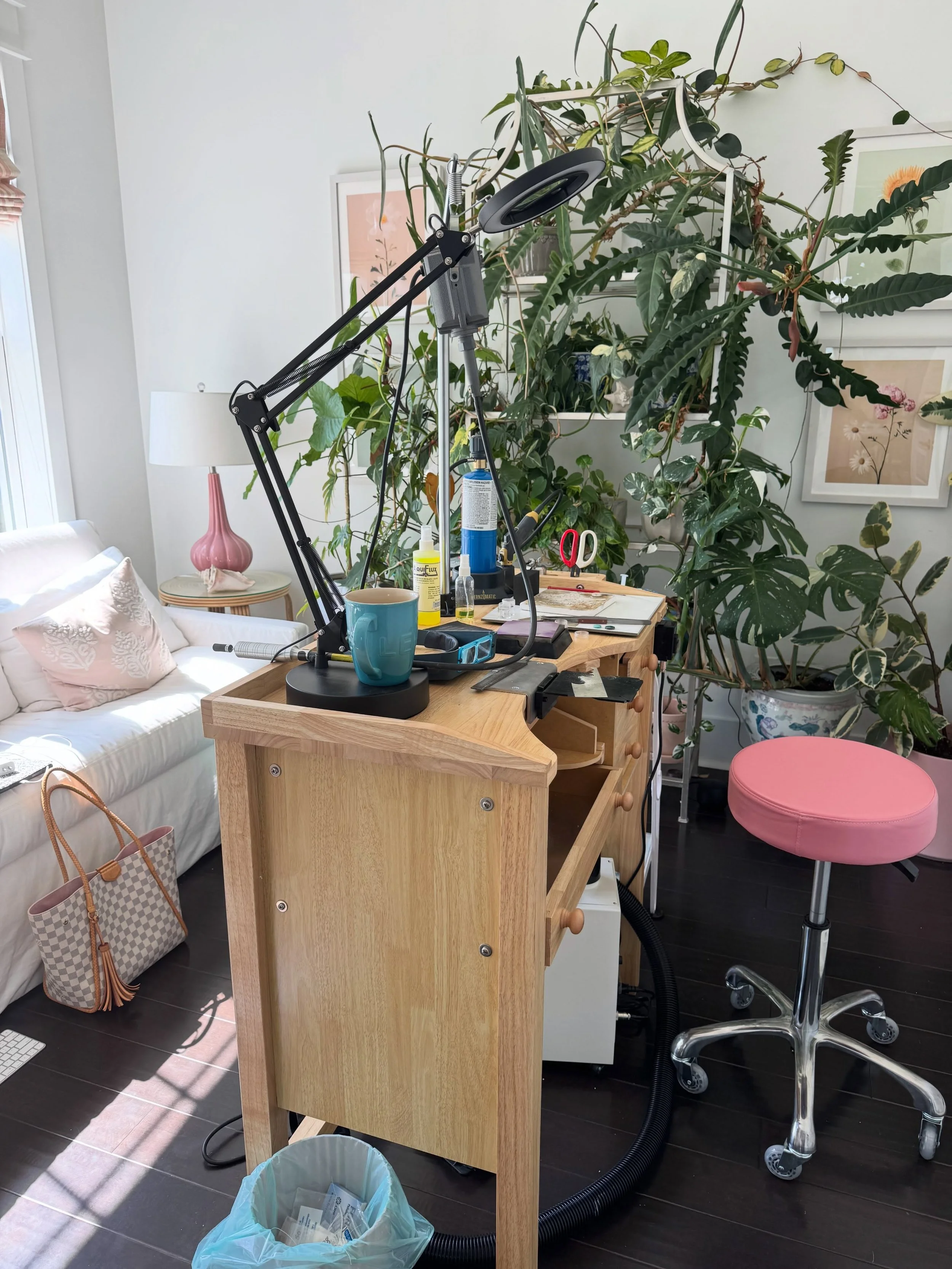With so many exciting events coming this fall this is where you&rsquo;ll find me when I can sneak away from my babies. #studiotime #jewelrystudio #shopsmall #shoplocal #lowcountryartist