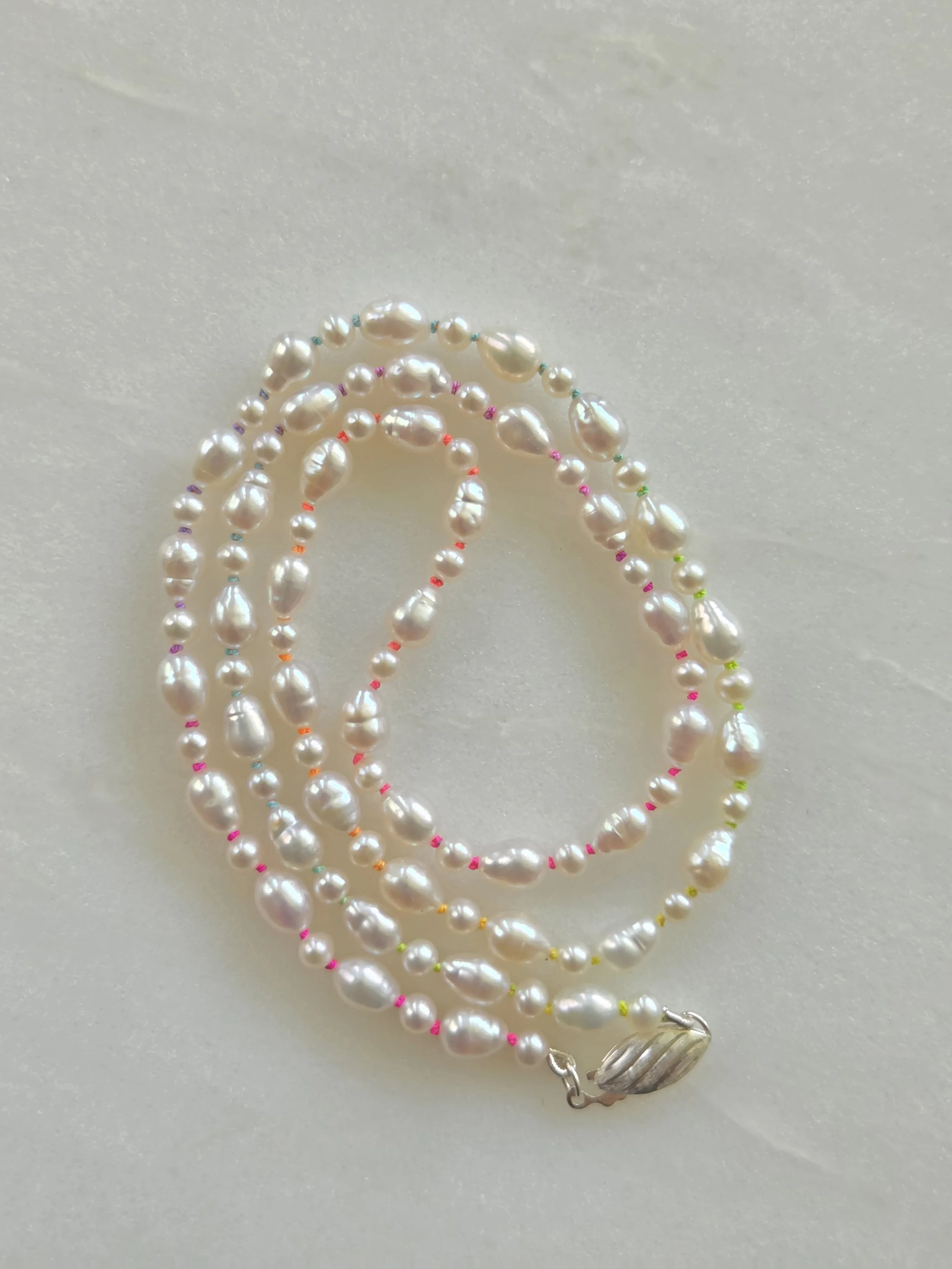 Akoya & Freshwater Pearl Knotted Rainbow Necklace