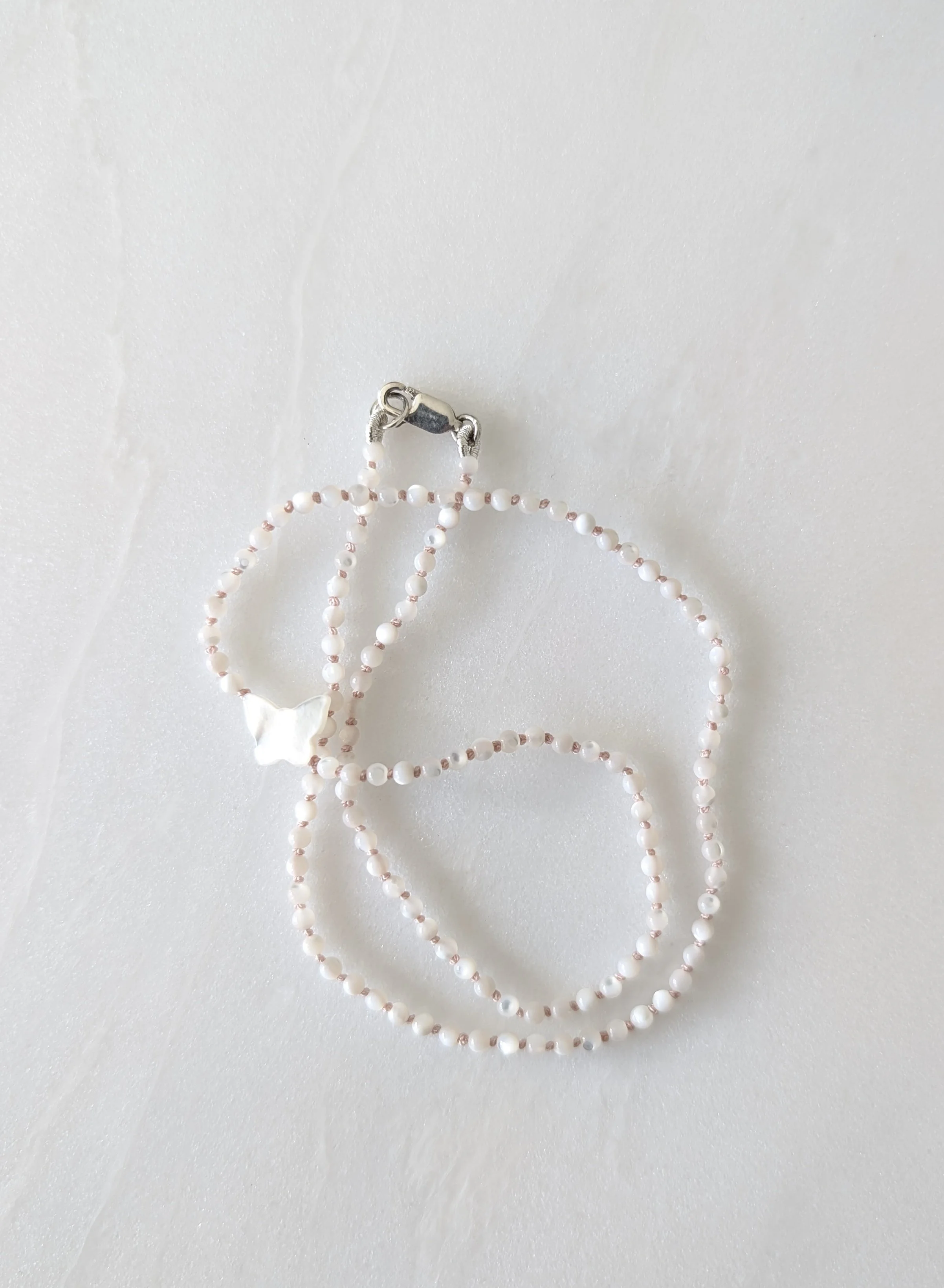 Mother of Pearl Butterfly Knotted Necklace