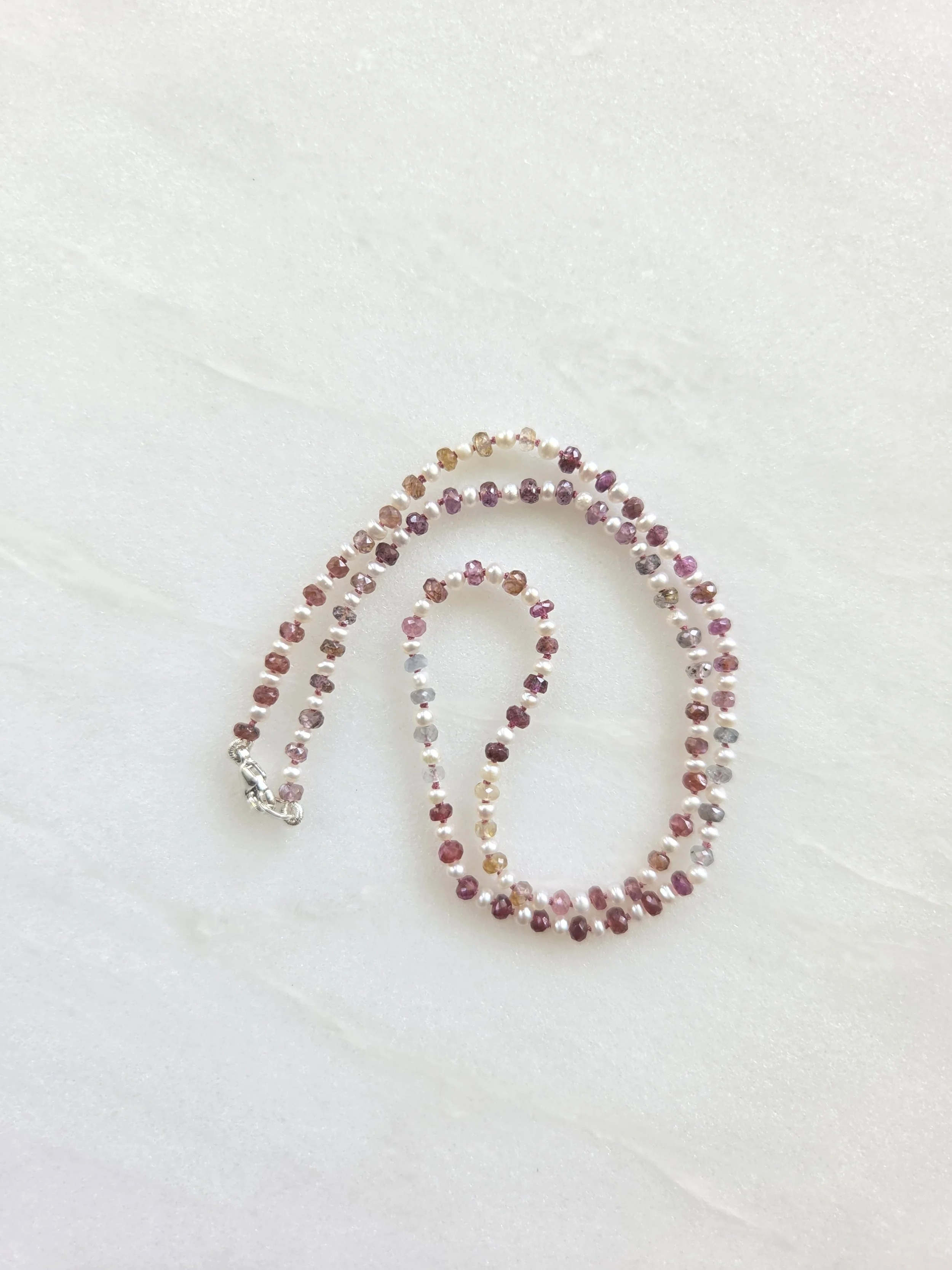 Multi Gemstone & Freshwater Pearl Knotted Necklace