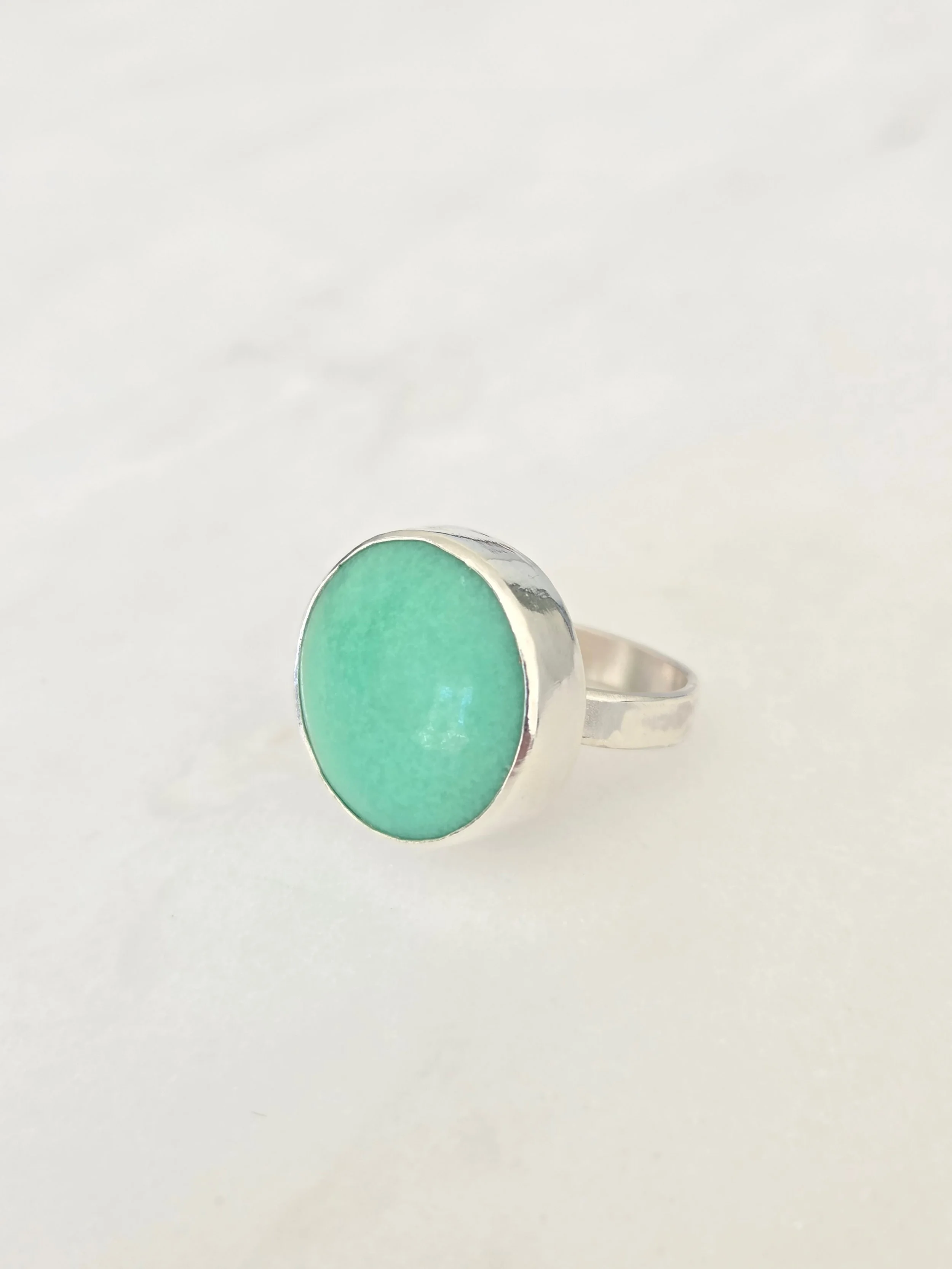 Sterling Silver Bezel Set Newman Chrysoprase Ring